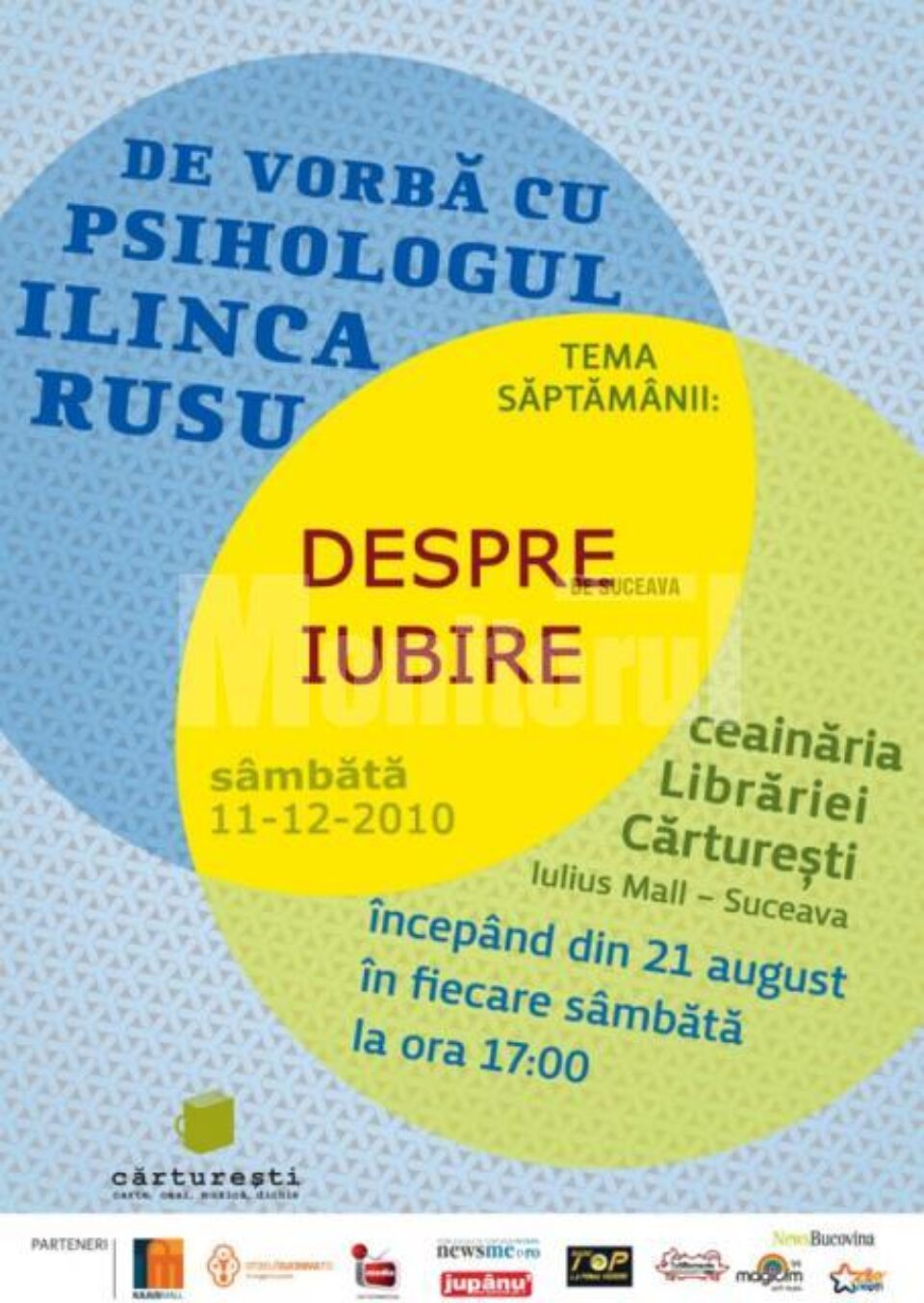 La Ceainăria Cărturești: De vorbă cu psihologul Ilinca Rusu