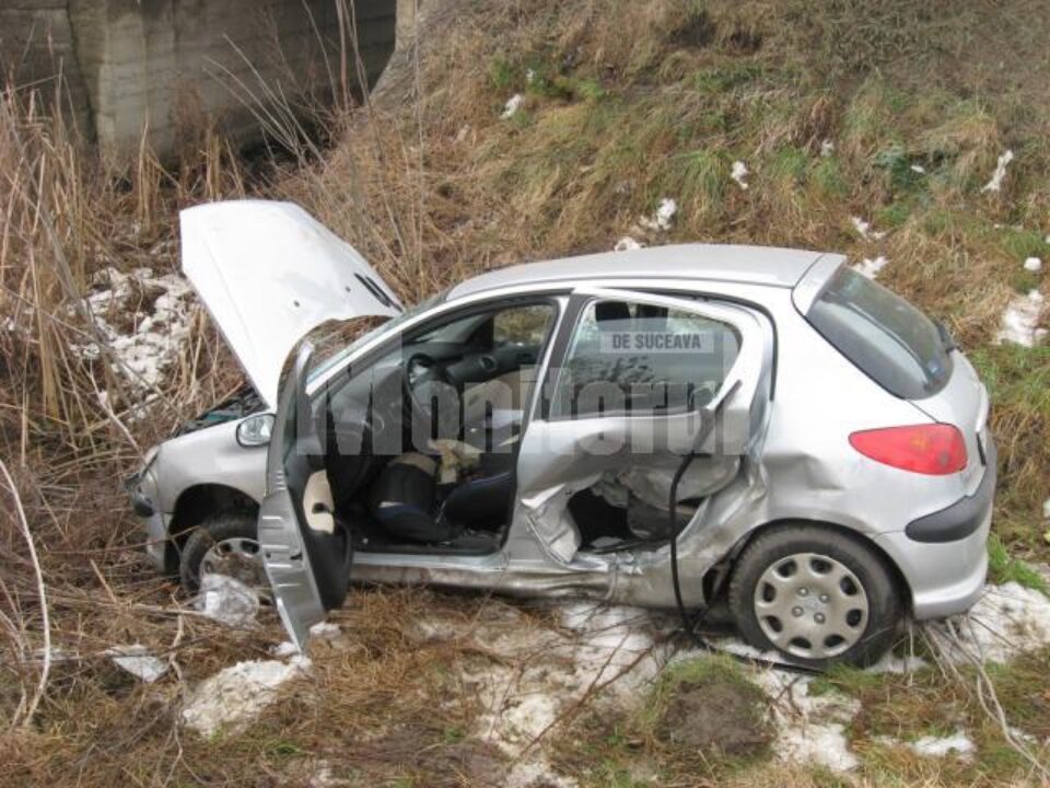 Mașina pe care o conducea Ionela Apostol a ieșit de pe carosabil și s-a oprit într-un șanț de pe câmpul de la marginea drumului
