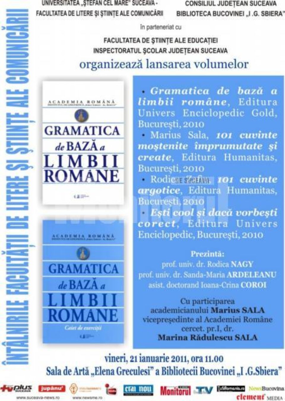 Biblioteca Bucovinei: Lansare de carte în prezența acad. Marius Sala, vicepreședintele Academiei Române