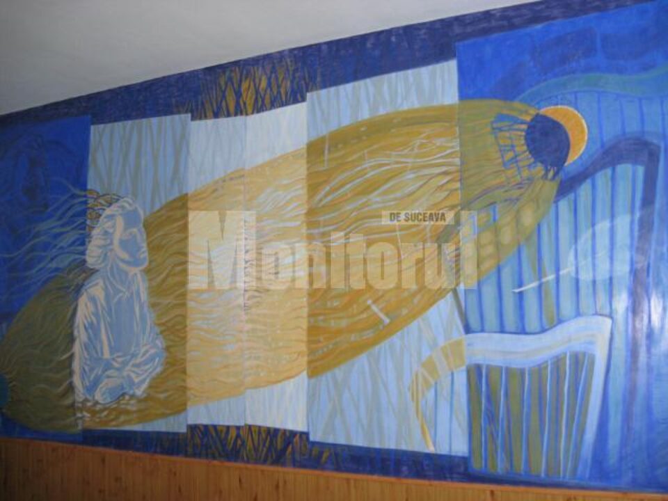 Eminesciana - pictura murală din Cabinetul de limba și literatura română de la Școala Nr. 3 Suceava