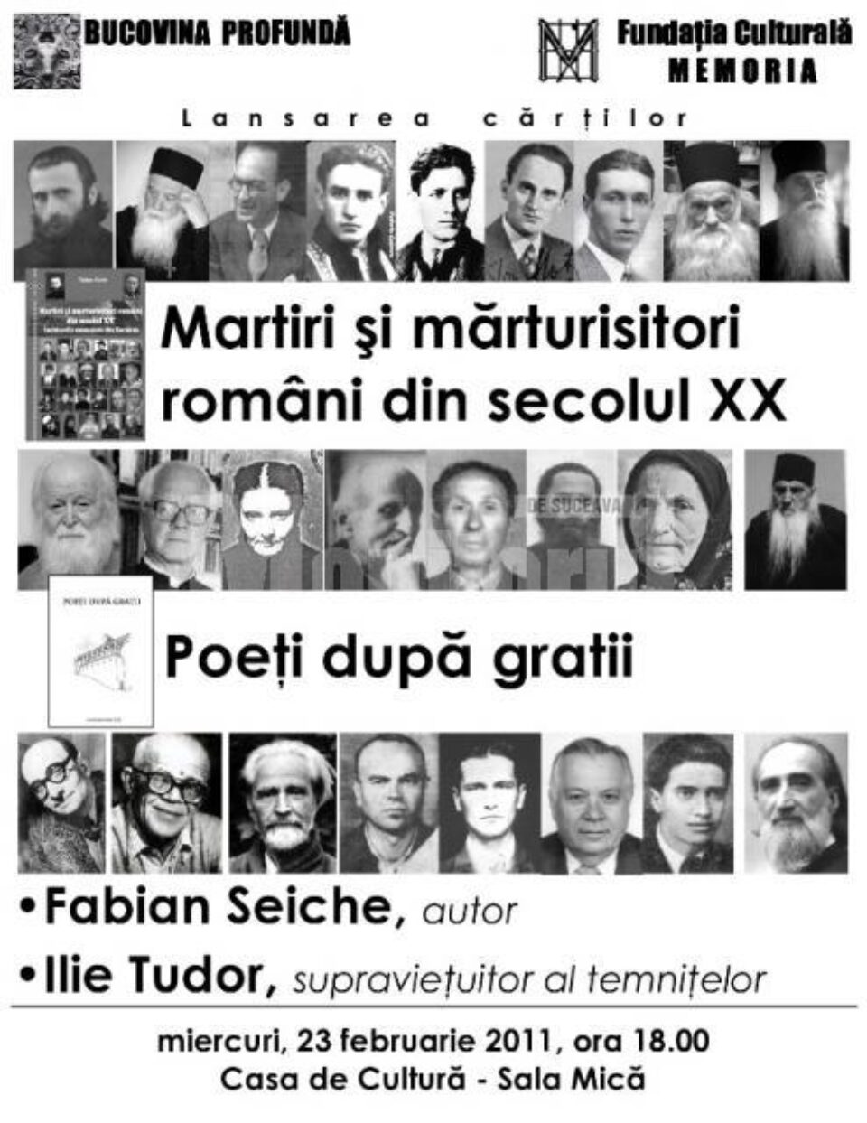 Lansări de carte: „Martiri și mărturisitori români din secolul XX” și „Poeți după gratii”