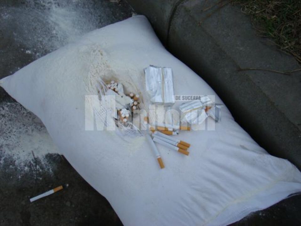 Țigări de proveniență ucraineană, ascunse în saci cu făină