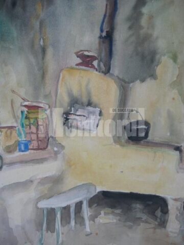 Interior țărănesc - acuarelă de Gelu Rașcu