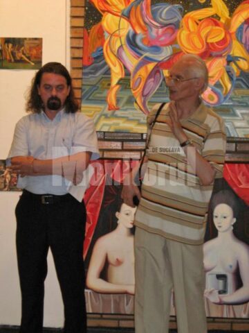 Conf. univ. dr. Cristian Ungureanu și prof. dr. I. C. Corjan, coordonatorul masteratului de arte vizuale de la universitatea suceveană