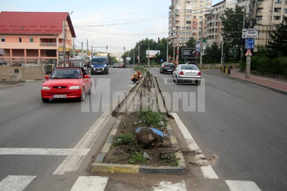 Noul scuar care blochează virarea spre strada Rulmentului