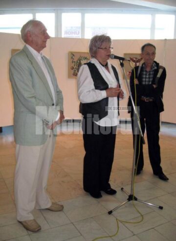 Radu Bercea, Elvira Romaniuc și Aurel Brumă la vernisaj