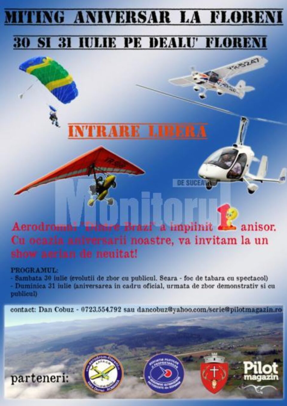 Afiș miting aviatic la Aerodromul Floreni