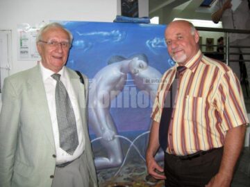 Pro amicitiae - Radu Bercea și Ioan Bodnar lângă ultima lucrare a artistului plastic Sabin Bălașa