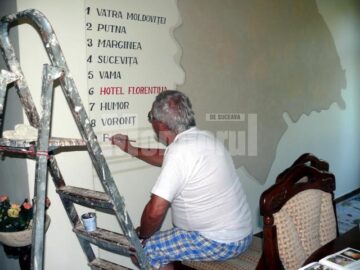 Harta obiectivelor turistice din județul Suceava, realizată de pictorul italian Mario Manzalini