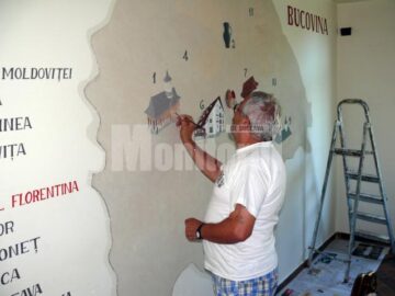 Harta obiectivelor turistice din județul Suceava, realizată de pictorul italian Mario Manzalini