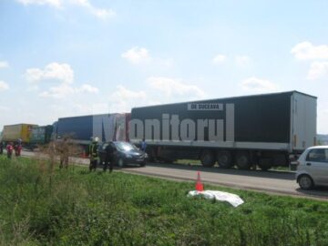 Impact în lanț dintre cele patru vehicule grele