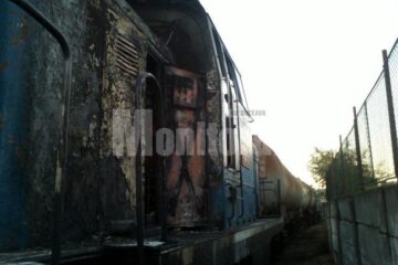 Locomotiva care a luat foc