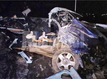 Din autoturismul VW Bora nu a mai rămas decât un morman de fiare