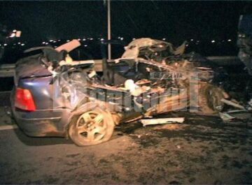 Din autoturismul VW Bora nu a mai rămas decât un morman de fiare