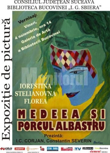 Afișul expoziției Medeea și porcul albastru