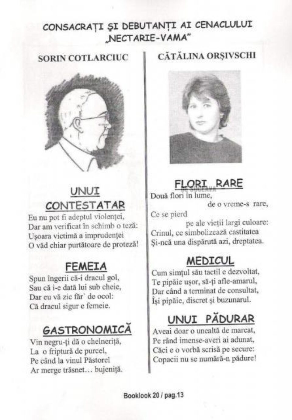 Pagină dedicată epigramiștilor bucovineni