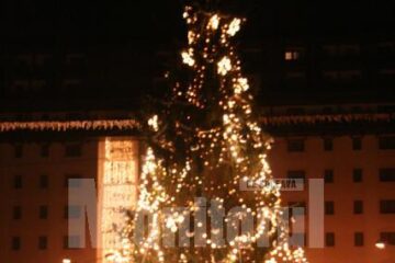 Humorenii au asistat la aprinderea luminilor din bradul de Crăciun