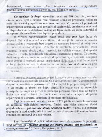 Facsimil din întâmpinarea depusă de Gabriel Constantin Șerban la Judecătoria Câmpulung Moldovenesc