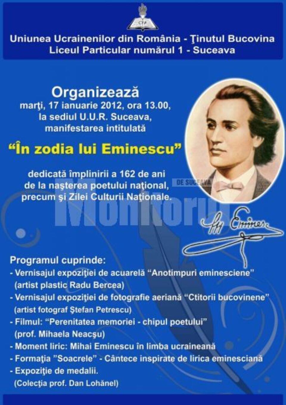 „În zodia lui Eminescu”, la Suceava