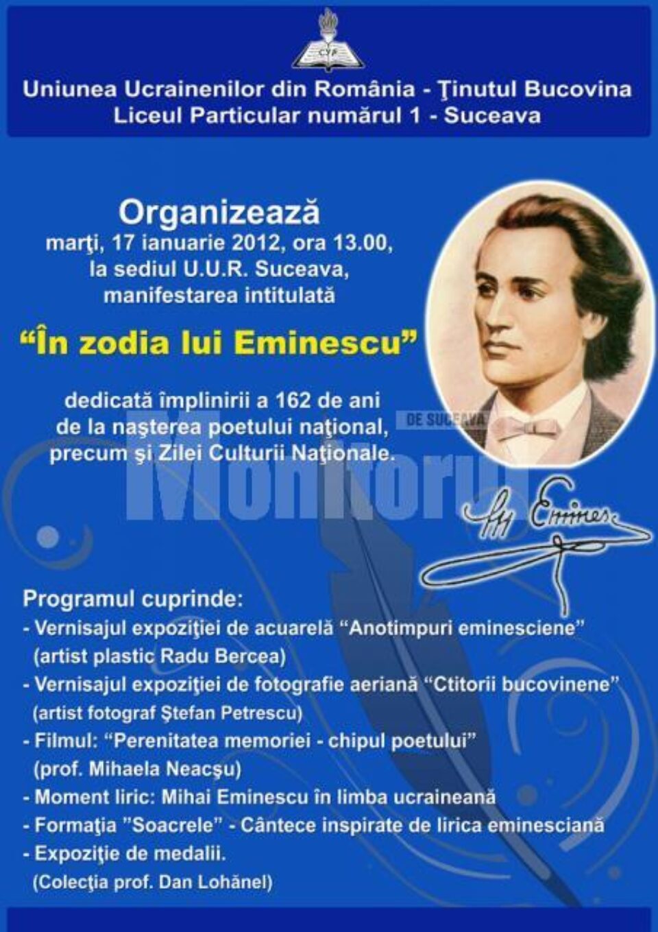 „În zodia lui Eminescu”, la Suceava
