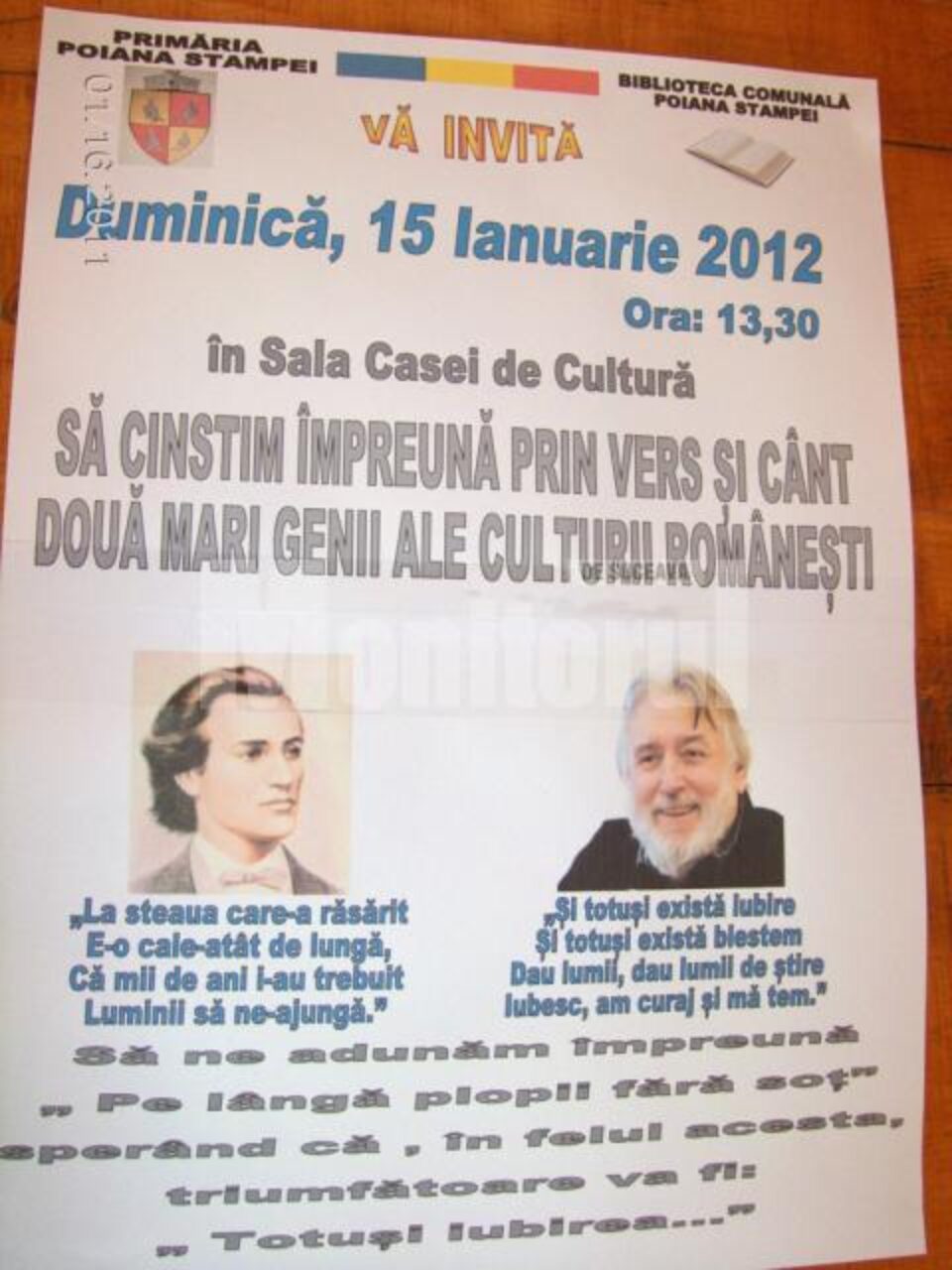 Omagiu lui Eminescu, la Poiana Stampei
