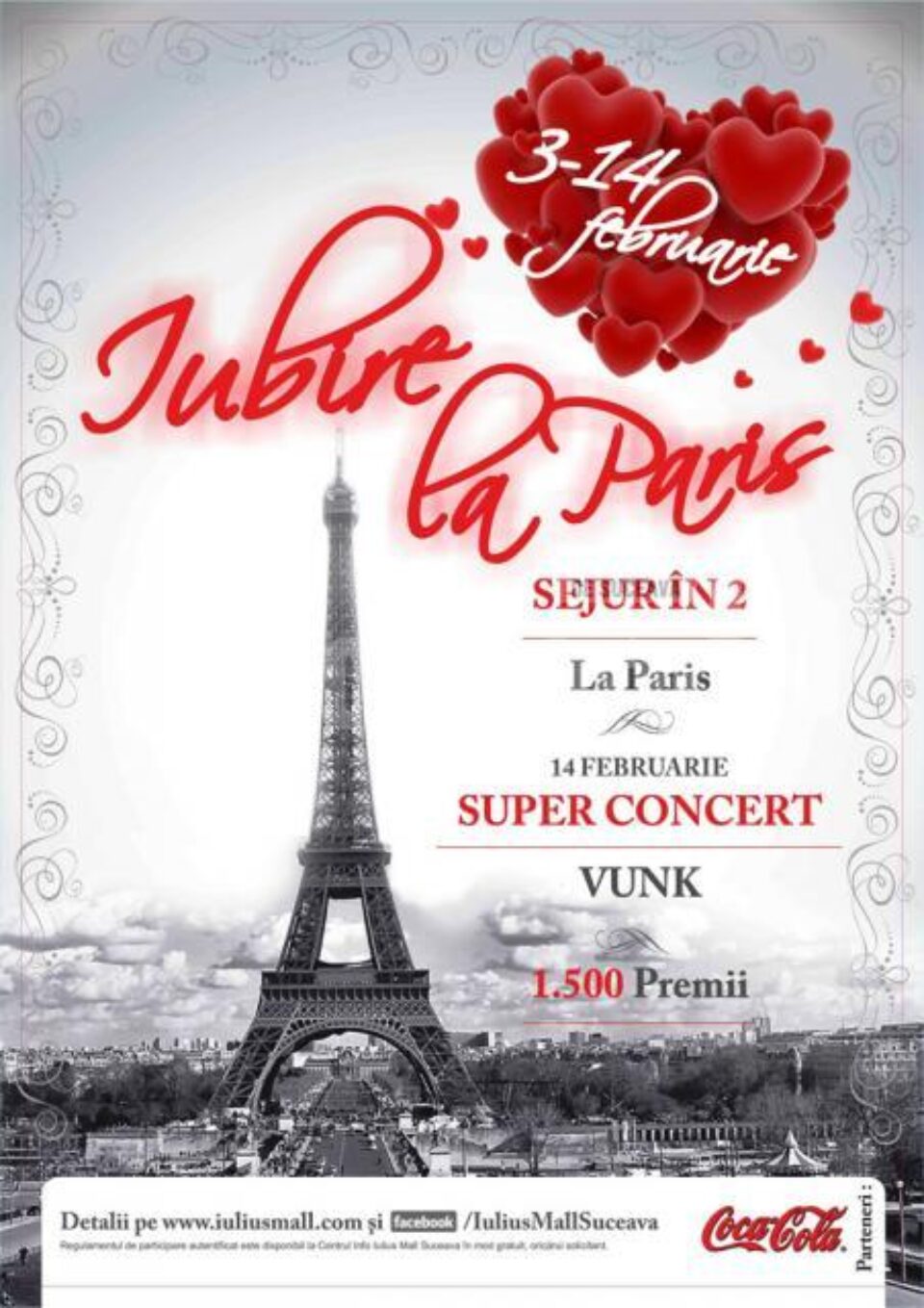 Un sejur romantic la Paris și un superconcert Vunk, cadou de Ziua Îndrăgostiților