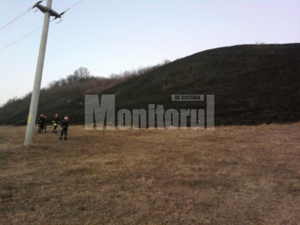 Incendiere intenționată a unui teren, scăpată de sub control