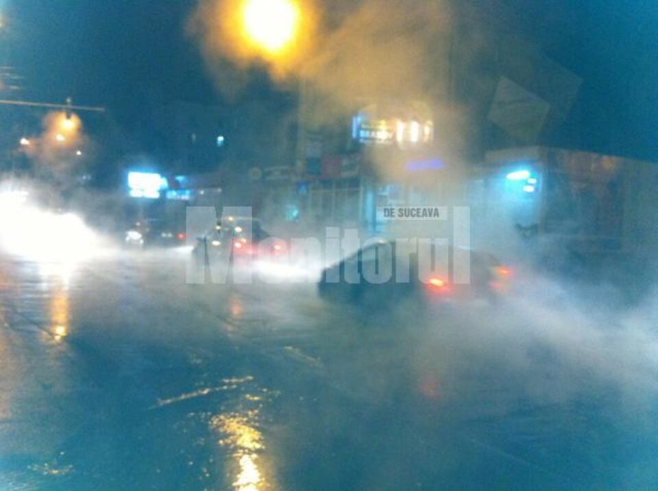 Baie de aburi pe bulevardul George Enescu