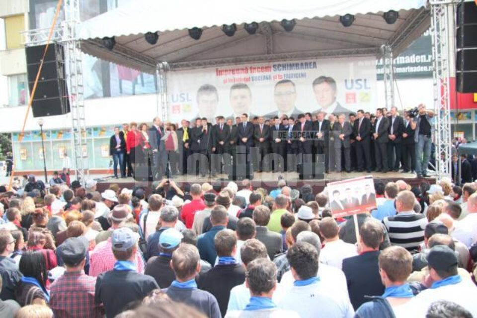 Liderii USL au mers la Fălticeni pentru a susține candidatura lui Cătălin Coman