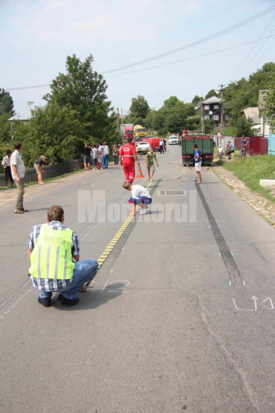Șoferul autoutilitarei a frânat în jur de 20 de metri
