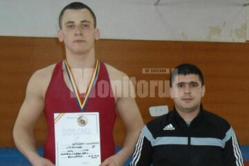 Constantin Huțuleac alături de antrenorul său, Andrei Bolohan