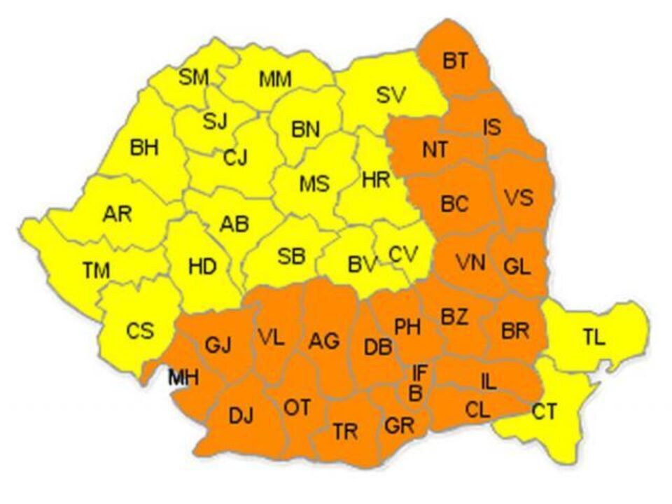 Cod portocaliu de caniculă în Capitală și 22 de județe, cu temperaturi de 42 grade