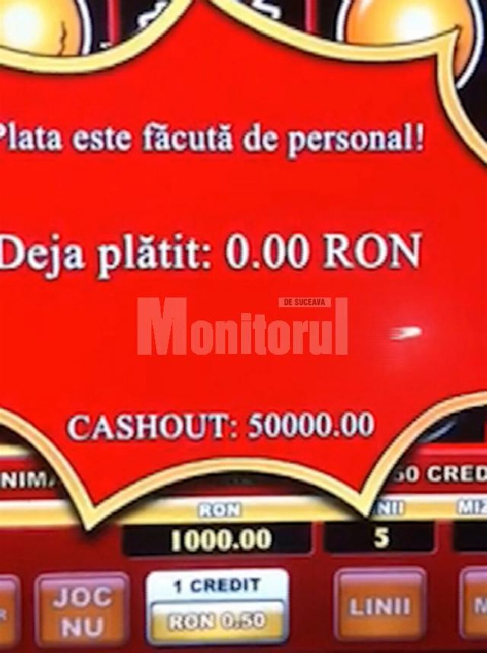 Imaginea afișată pe aparatul de joc