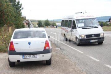 Loganul cu radar neinscripționat al Poliției Rutiere, care a acționat ieri dimineață la Dărmănești