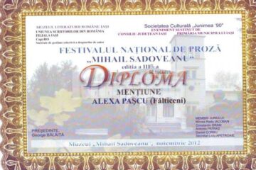 Scriitorul fălticenean Alexa Pașcu, laureat al Concursului Național de Proză „Mihail Sadoveanu”