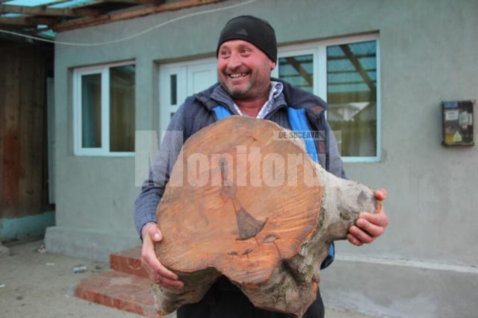 Așa arata semnul divin găsit de romii din Mironu în trunchiul de copac
