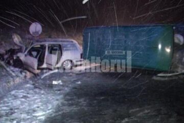 Accident cu trei răniți, la Pătrăuți, după ce un șofer a derapat pe zăpada de pe carosabil