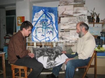 Claudiu Lazăr și artistul plastic Mircea Dăneasa