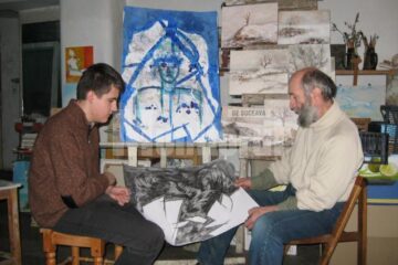Claudiu Lazăr și artistul plastic Mircea Dăneasa