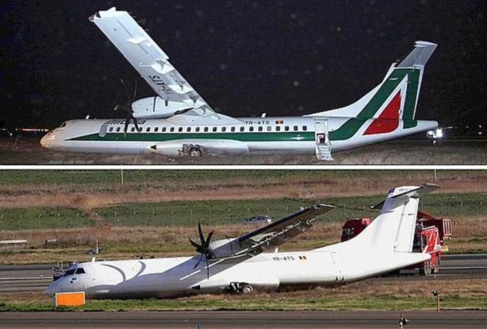 Avionul, aparținând companiei românești Carpatair, efectua un zbor intern pentru Alitalia, a ratat aterizarea și a ieșit de pe pistă, pe Aroportul Rome-Fiumicino. Foto:www.corriere.it Avionul, aparținând companiei românești Carpatair, efectua un zbor intern pentru Alitalia, a ratat aterizarea și a ieșit de pe pistă, pe Aroportul Rome-Fiumicino. Foto:www.corriere.it