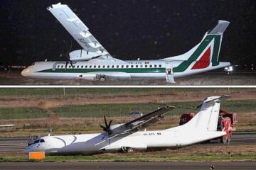 Avionul, aparținând companiei românești Carpatair, efectua un zbor intern pentru Alitalia, a ratat aterizarea și a ieșit de pe pistă, pe Aroportul Rome-Fiumicino. Foto:www.corriere.it