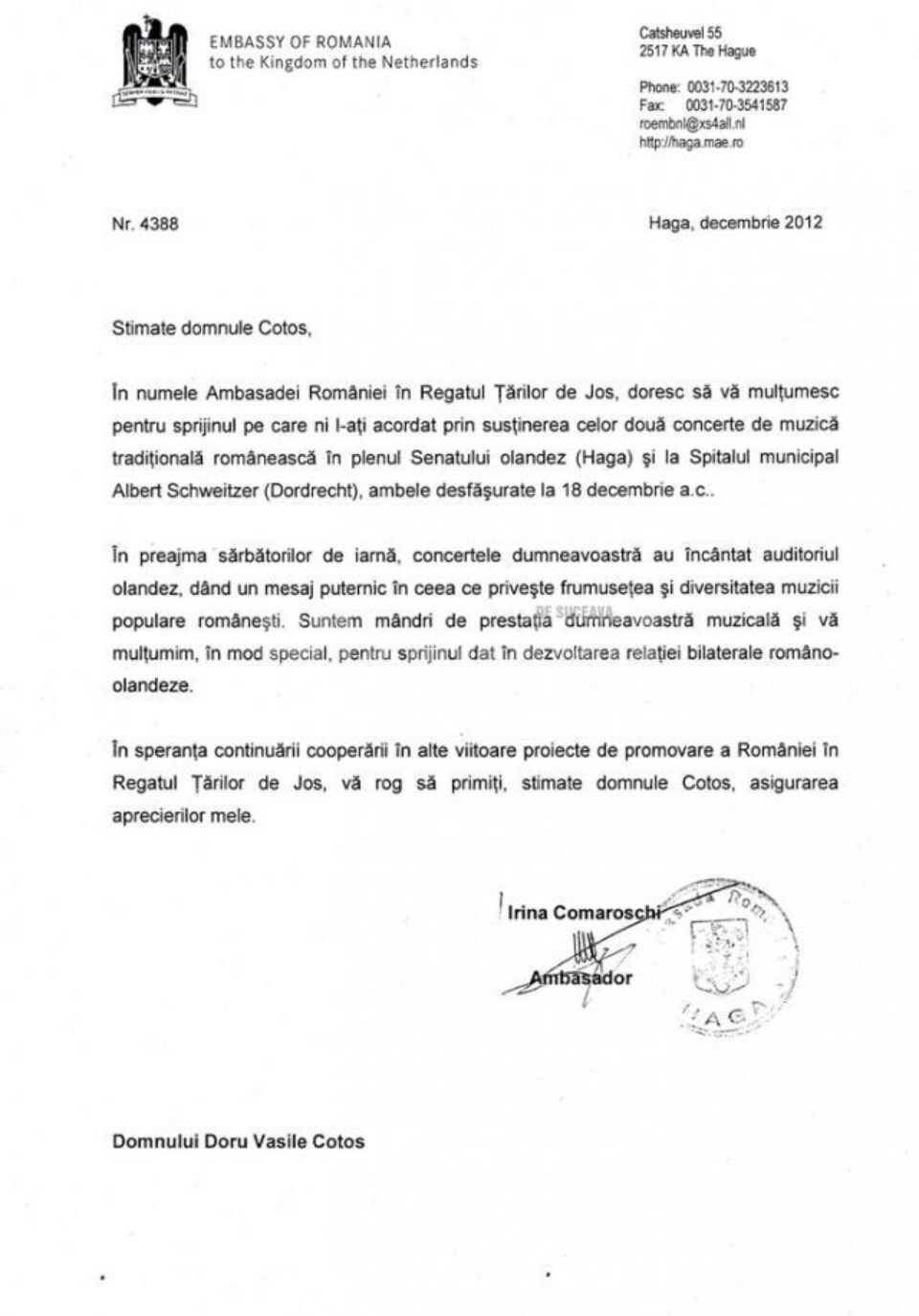 Scrisoarea de mulțumire