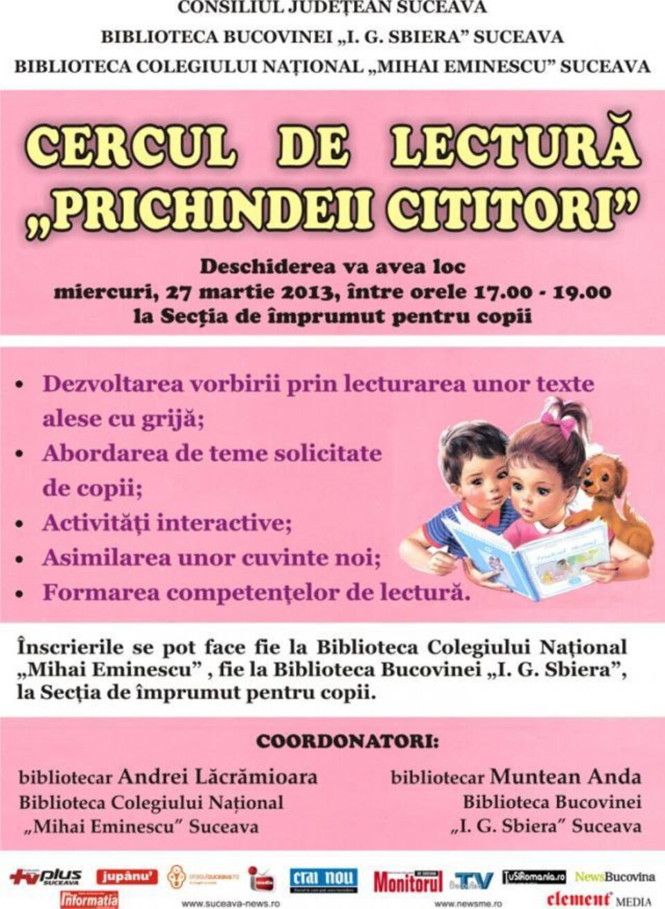 Cercul de lectură „Prichindeii cititori”, la Biblioteca „I.G. Sbiera”