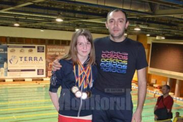 Antonia Nițu alături de antrenorul său, Cezar Moscaliuc