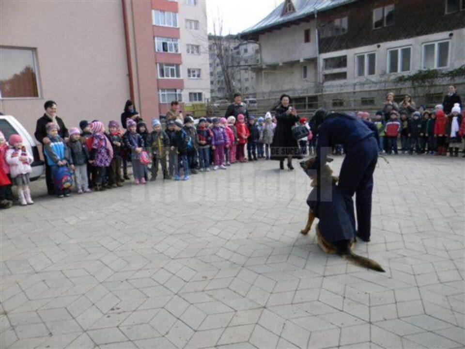 Micuții au observat cum câinele este partener de nădejde al agentului de poliție