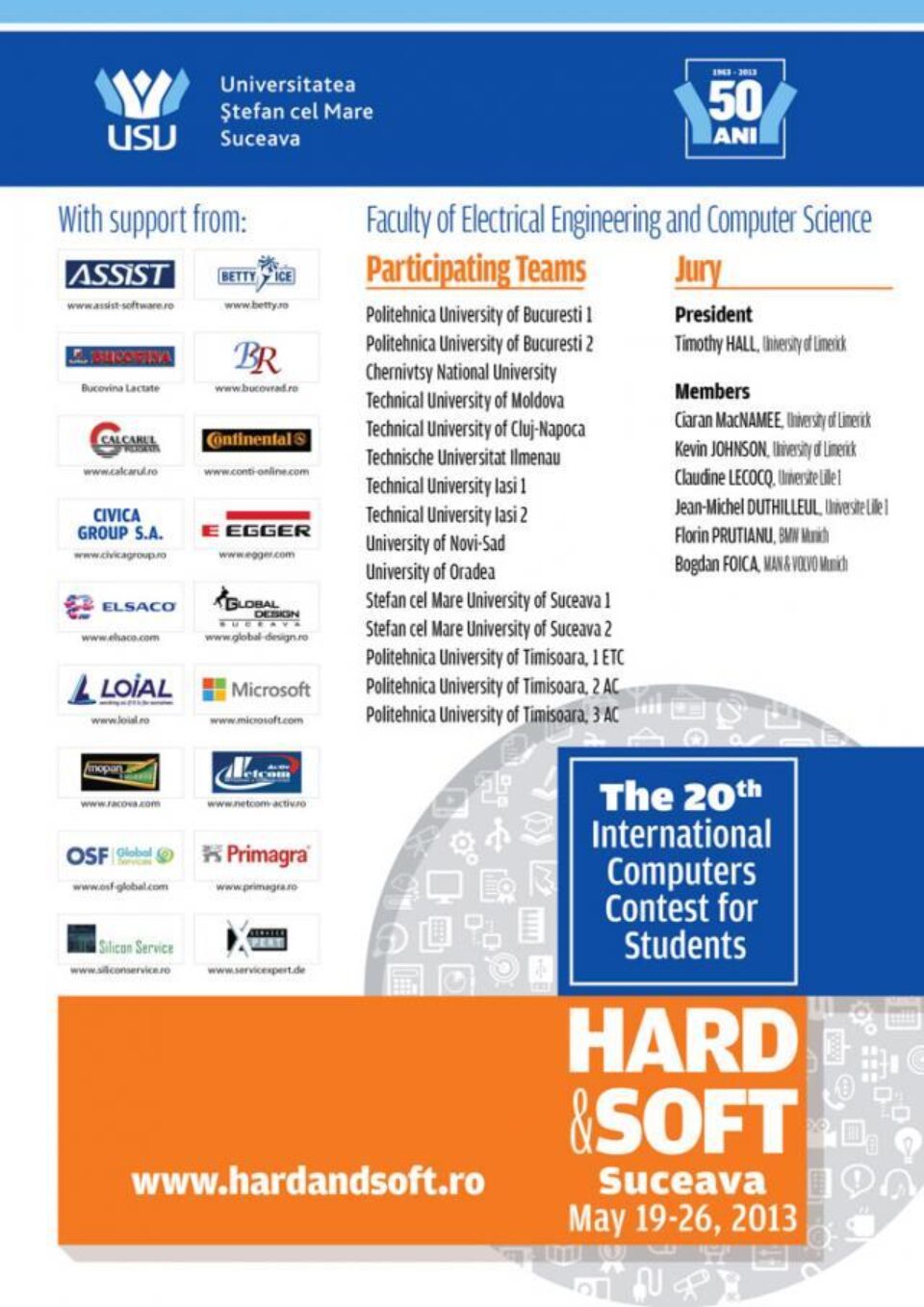 Echipe din zece universități participă la Concursul Internațional Studențesc de Calculatoare „Hard&Soft”