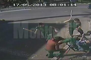 Imagini surprinse de o cameră de supraveghere instalată în zona în care a avut loc bătaia