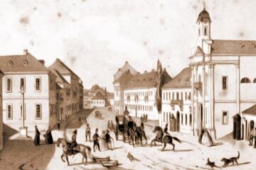 Cernăuți, Piața Fântânii Albe, în 1832 – desen de I. Schubirsz