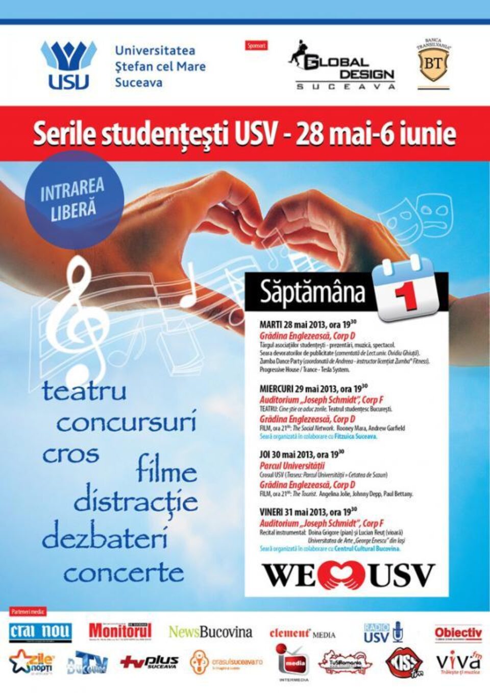 Seri studențești cu spectacole de teatru, film, dans și dezbateri, la Universitatea „Ștefan cel Mare”