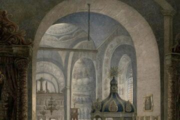 Cernăuți, interiorul Bisericii Mitropolitane – acuarelă de Franz Xaver Knapp (1809-1883)
